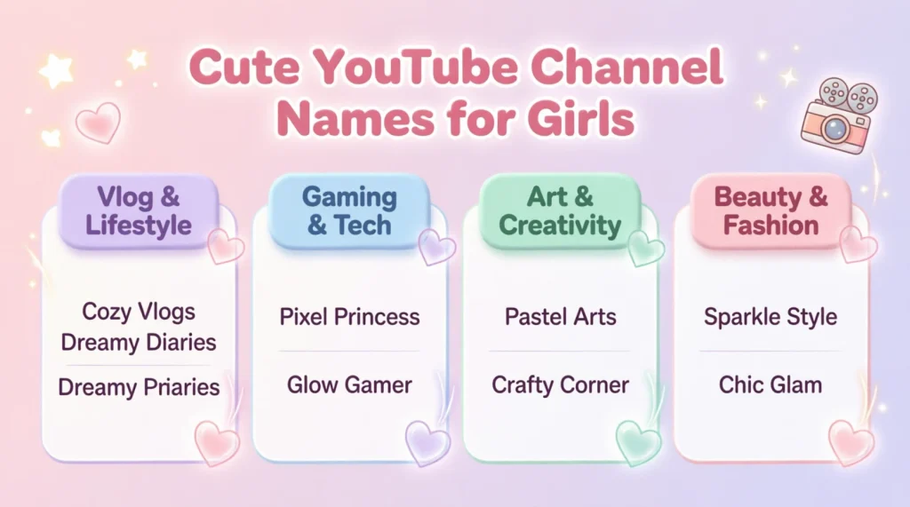 Cute YouTube Channel Names for Girls